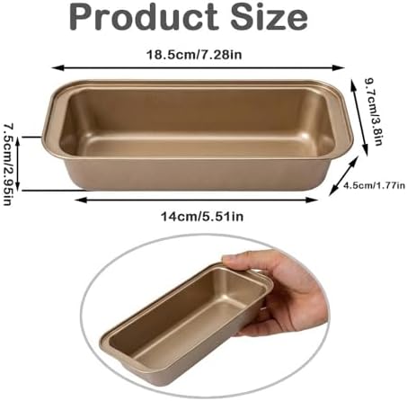 6 Pack Carbon Steel Bread Loaf Pans for Baking, Gold, 6 x 3 Inch
