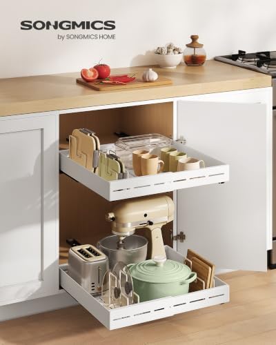 SONGMICS Pull Out Cabinet Organizer, Expandable Carbon Steel Drawers