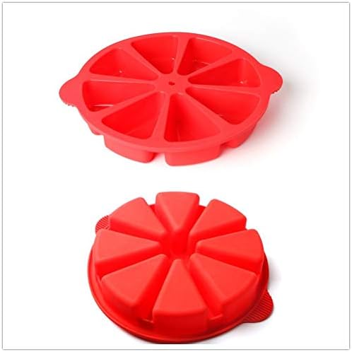 SHEbaking Scone Pan Silicone Triangle Cake Mold Scone Molds for Baking Nonstick Cornbread Pan 8 Cavity Pie for Pie,Pizza,Brownies (Red)