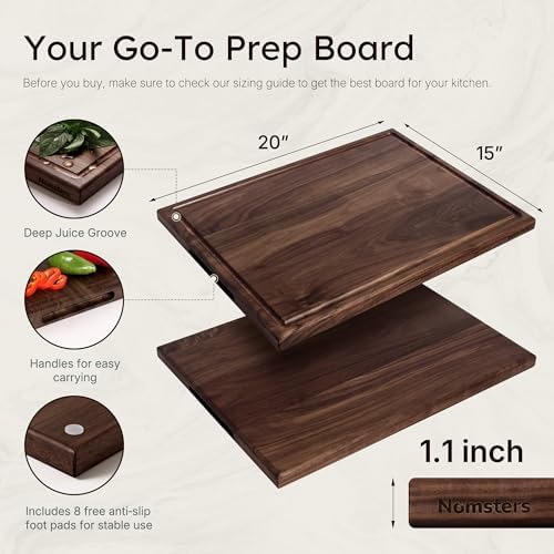 20'' Luxury Black Walnut Wood Large Wooden Cutting Boards for Kitchen