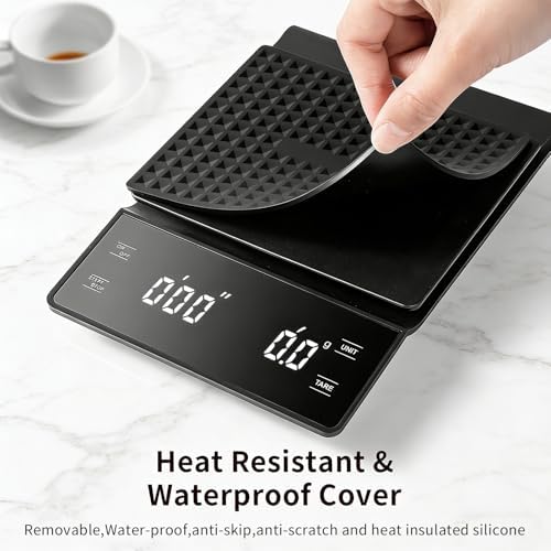 Coffee Scale with Timer, 3kg/0.1g High Precision Espresso Scale, Digital Kitchen Scale for Espresso and Pour-Over Coffee (Batteries Included)