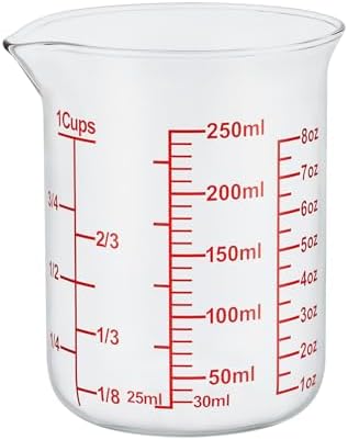 Ackers Borosilicate Glass Measuring Cup with Spout, 250 ml, 8 oz/1 Cup