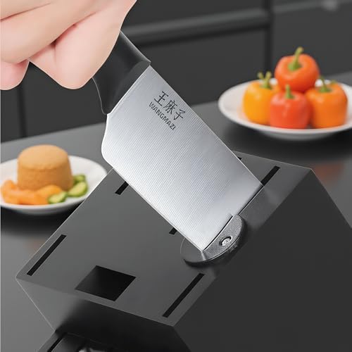 WANGMAZI 15‑Pcs Knife Block Set, Stainless Steel, Black