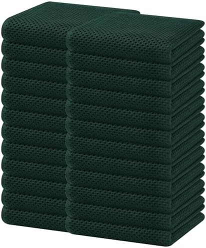Homaxy 100% Cotton Waffle Weave Kitchen Dish Towels 24-Pack, Blackish Green
