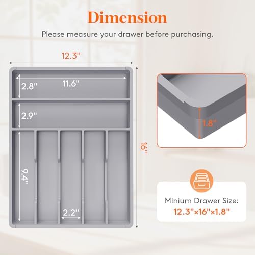 Lifewit Silverware Drawer Organizer Tray, Cutlery Storage for Kitchen