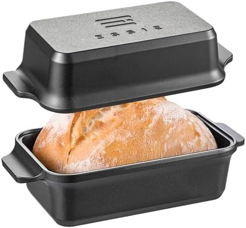 Cast Iron Dutch Oven for Sourdough Bread baking, 9×5 Loaf Pan with Lid, Bread Pans for Homemade Bread, 2 in 1 Dutch Oven Pot with Lid, Pre-Seasoned (4.5 QT)