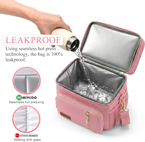 MIYCOO Lunch Bag for Women & Men, Expandable Double Deck Lunch Box, 15L
