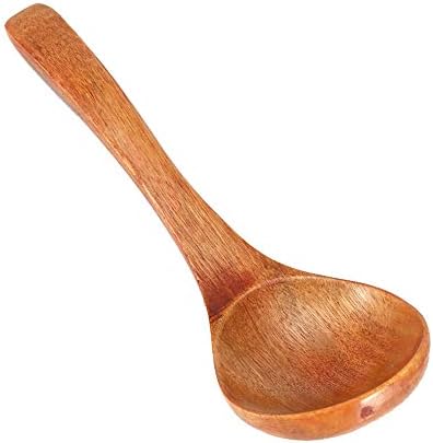 Wood Ladle with Long Handle, Natural Cooking Spoon (brown spoon)