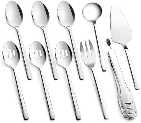 KINGSTONE 10 piece Large Hostess Serving Utensils Set,18/10 Stainless Steel