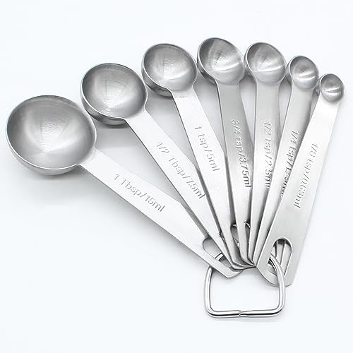 Luomorgo 7 Pcs/Set Measuring Spoons Set, Stainless Steel Tablespoons