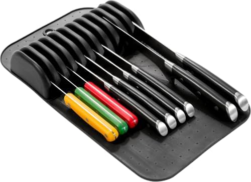 madesmart Classic Knife Mat for 11 Knives with Soft Grip Base, Carbon, Large (Pack of 6)