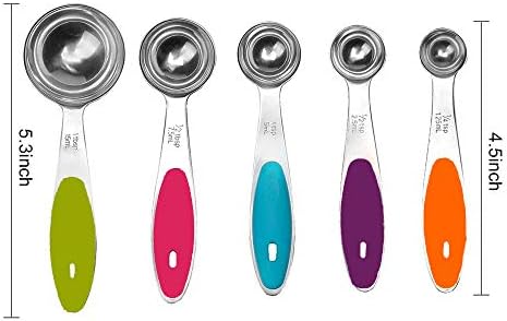 Fsdifly-Stainless Steel Measuring Spoons 5 Piece Stackable Set - Measuring Set for Cooking and Bakin (A)