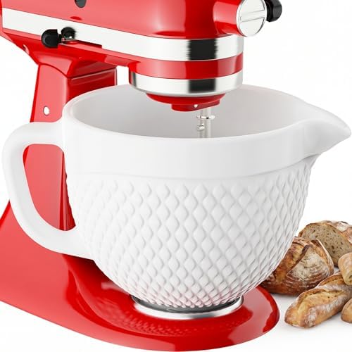 COFUN Ceramic Mixer Bowl for KitchenAid 4.5-5 Qt Tilt-Head Stand Mixers