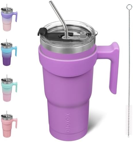 BJPKPK 20 oz Tumbler with Handle & Straw, Insulated Stainless Steel Mug