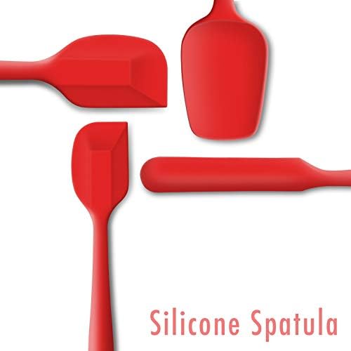4-Piece Silicone Spatula Set with Stainless Steel Core, Red