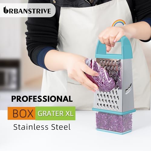 Cheese Grater With Container Box Grater Stainless Steel Kitchen Blue