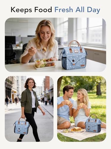 Lekesky Insulated Lunch Bag Portable Lunch Bag for Women Work-11L, Blue