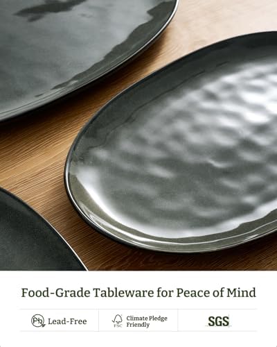 famiware Serving Platters Set of 3 Sizes - Oval, Deep Forest