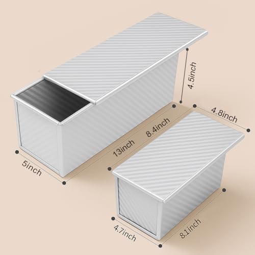Pullman Loaf Pan with Lid, 2-Pack, 13x5 and 8.4x4.8 Inch
