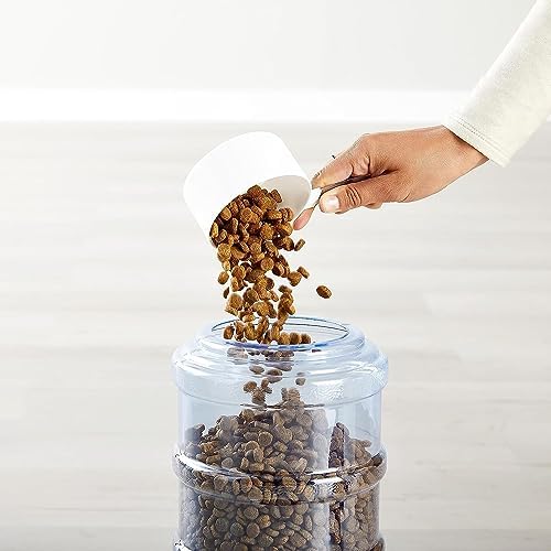 Amazon Basics Gravity Pet Food Feeder for Dogs and Cats, Easy to Clean, Easy to Fill, Removable Lid, 152fl.oz Capacity, Small