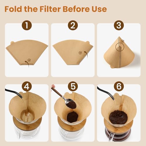 AOZITA #4 Cone Coffee Filters 8-12 Cup, 100 Count Unbleached Natural Coffee Paper Filters, No Blowout, Disposable Coffee Filter for Pour Over and Drip Coffee Maker
