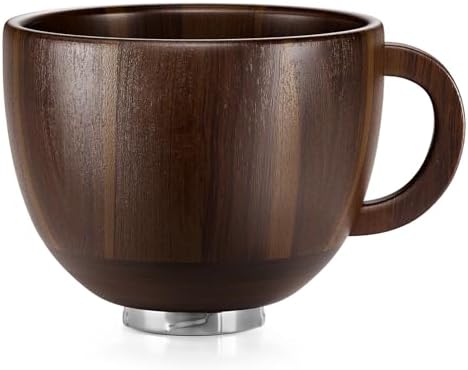 SpaceAid Wooden Bowl with Handle, Kitchen Space Aid Acacia Wood Mixing Bowls Holder for Stand Mixer, Compatible with 4.5 & 5 QT Tilt-Head Models Kitchen, Natural Wood