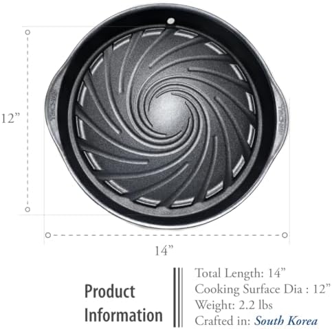 TECHEF - Korean BBQ Nonstick Grill Pan, KBBQ Grill Pan, PFOA-Free, Dishwasher Oven Safe, Made in Korea (Black)