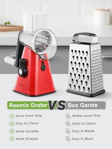 Rotary Cheese Grater with Handle, Reemix Vegetable Cheese