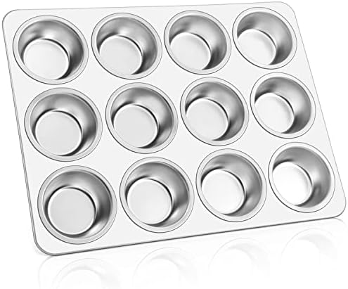 E-far Muffin Pan 12-Cup, Stainless Steel Cupcake Pan for Oven