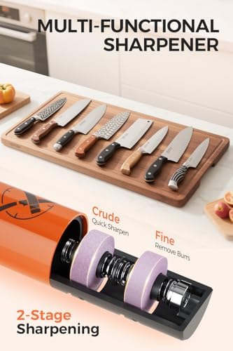 Cordless Electric Knife Sharpener, Rechargeable, 3-Speed, 7000RPM