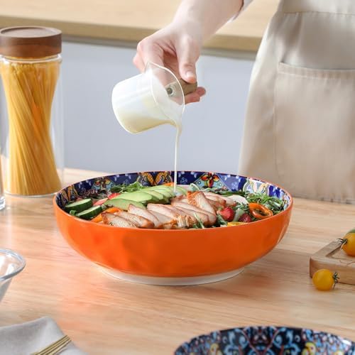 vancasso Large Serving Bowls,78 Oz Salad Bowls Set of 2,Serving Dishes-Red