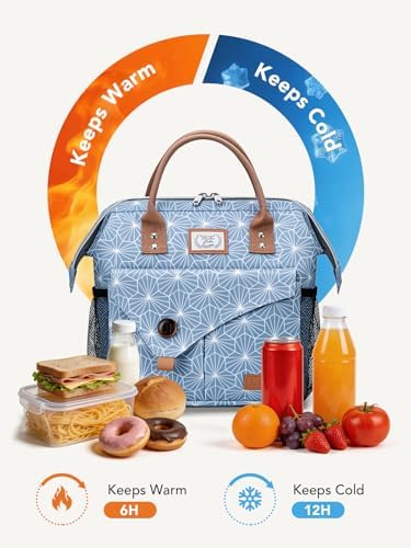 Lekesky Insulated Lunch Bag Portable Lunch Bag for Women Work-11L, Blue