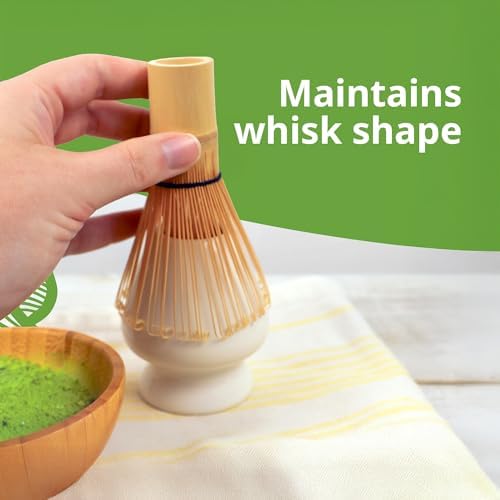 BlendWell Ceramic Matcha Whisk Stand, White Holder for Bamboo Chasen, Protects Shape and Extends Whisk Life