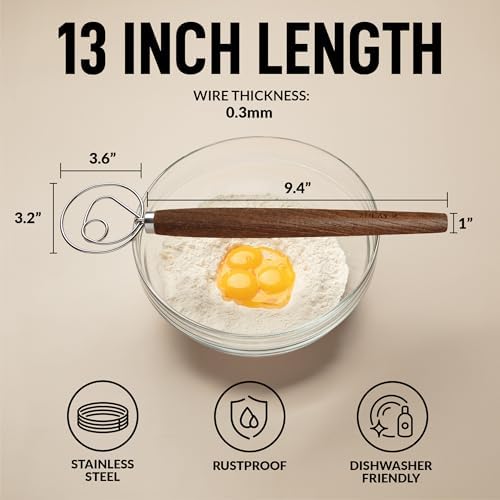 Zulay Kitchen 13-Inch Danish Dough Whisk