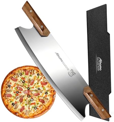 13-Inch Pizza Cutter Rocker, Japanese 420J1 Steel, Dual Pakkawood Handles