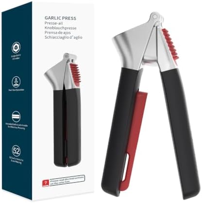KITCHENDAO Heavy Duty Garlic Press with Built-in Scraper & Cleaning Pusher