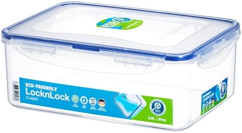 LOCK & LOCK Easy Essentials Food Storage lids/Airtight containers, BPA Free, Rectangle-88 oz-for Rice, Clear