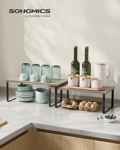 SONGMICS Cabinet Organizer Shelf, Set of 4 Spice Rack, Kitchen Storage