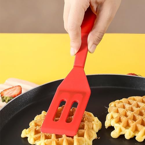 【2 Pack】Kunovo Small Spatula for Nonstick Cookware Mini Spatulas for kitchen Use,Heat-Resistant Silicone Thin Spatula Cooking Baking (Black-R)