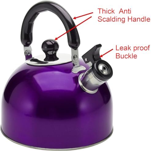 2.7 Quart (3 L) Tea Kettle, Food Grade Stainless Steel Teakettle is Best for Boiling Water, Brewing Tea, and Making Coffee (Purple)