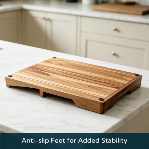 KITCHENDAO Acacia Wood In-Drawer Knife Block for 16 Knives & Sharpening Rod