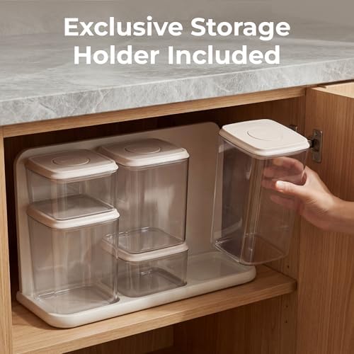 SMIRLY Glass Airtight Food Storage Containers with Pop Lids - White