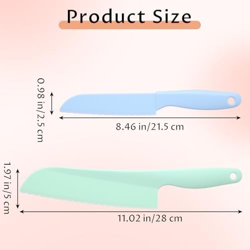 4 Pack Lettuce Knife 11/8.5" Plastic Cake Knifes to Prevent Browning Serrated Kitchen Cutter for Cutting Fruits, Cakes and Bread Dishwashable Safe for Kids Nylon Cutters for Nonstick Pans (Green, S&L)