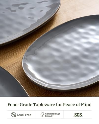 famiware Serving Platters Set of 3 Sizes - Oval, Dark Grey