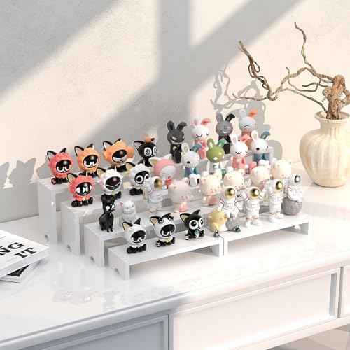 4 Set White Wood Tiered Riser Display Stands for Vendor Events,Stackable Wooden Cupcake Stand,Farmhouse Decor Wood Dessert Table Display Set,Vendor Booth Display Items,Food Display Risers for Party