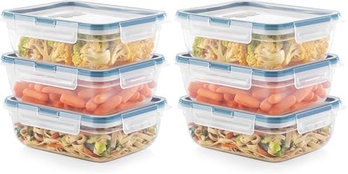 Snapware Food Storage Containers, Plastic, 8.5-Cup, Rectangular | Leakproof & Airtight | BPA-Free | Microwave & Dishwasher Safe | Pack of 6