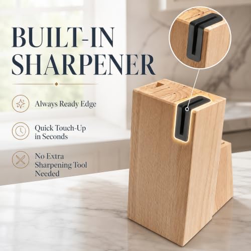 Knife Set with Built-in Sharpener Block, Dishwasher Safe