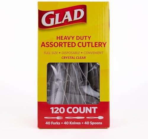 Glad Clear Disposable Plastic Cutlery Set, 120 Count Value Size, 6-Pack