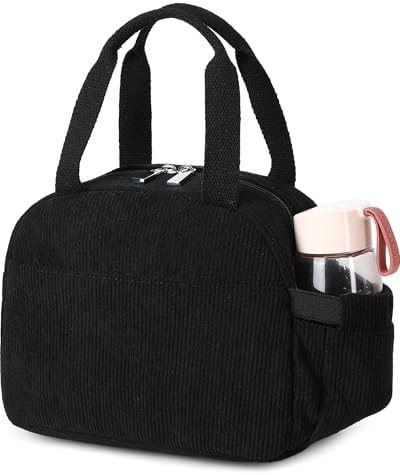 Lunch Box Lunch Bag Insulated Lunchbox Cute Reusable Lunch Tote bags for School Work Picnic for Kids Girls Women (Black)