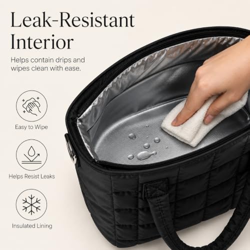 CAMTOP Lunch Box for Women Men Insulated Lunch Bag Lunch Tote Bag Leakproof Thermal Cooler Large Capacity for Travel Work School Picnic (Black Check, Medium)